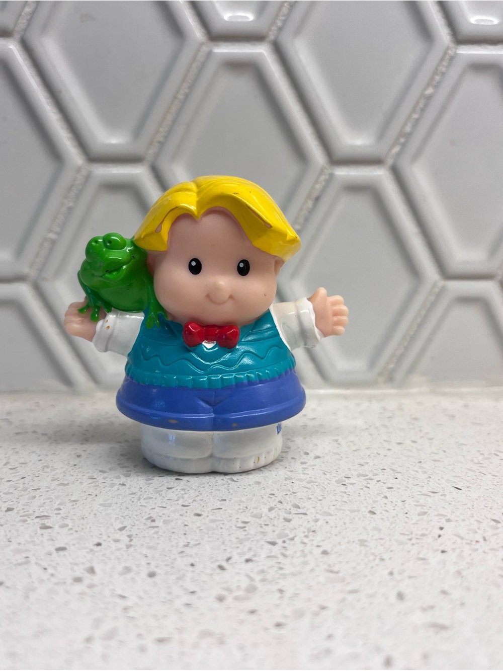 3/$15 - Fisher-Price Little People Eddie holding Green Frog Collectible Toy Doll